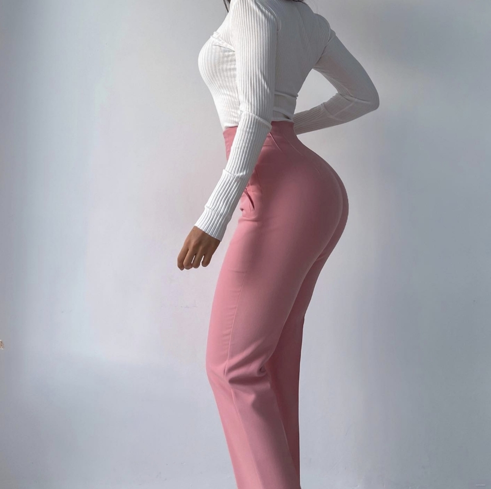 ZARA Women HIGH WAIST PANTS CORAL PINK MARSALA S - Picture 6 of 12
